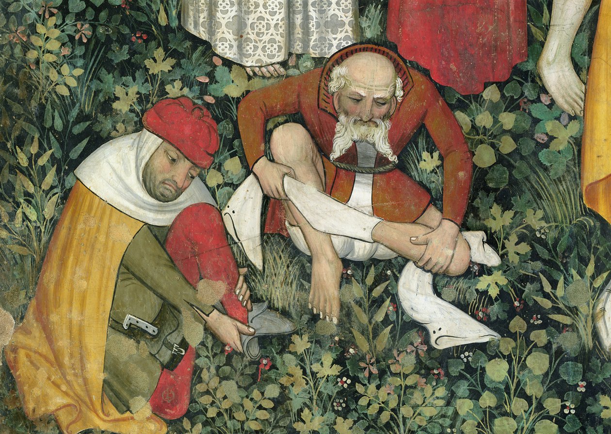 La Fontana della Vita, dettaglio di uomini anziani che si spogliano